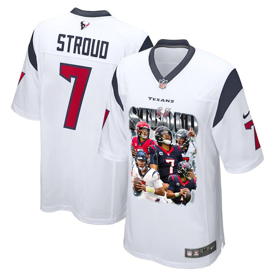 C.J. Stroud 7 Houston Texans The Gunslinger Game Men Jersey - White JS6325 nicesnker