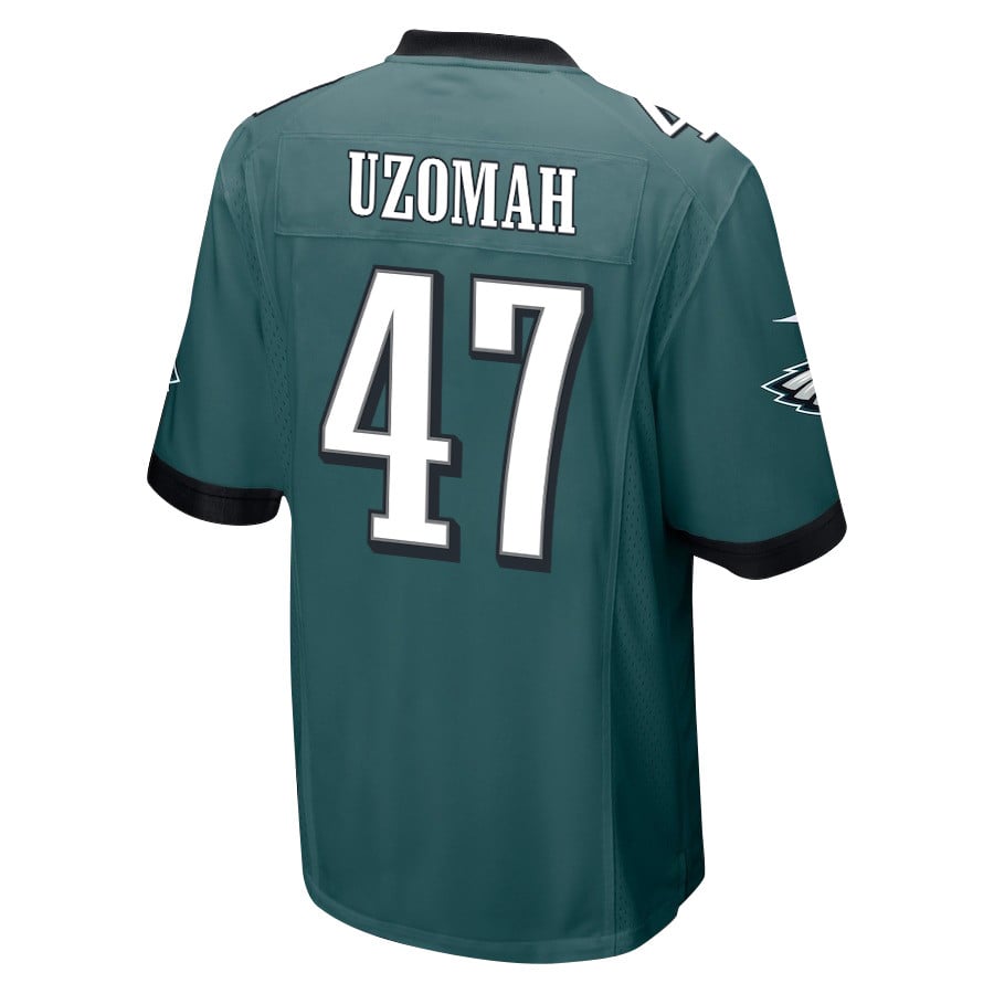 Alternative view of C.J. Uzomah 47 Philadelphia Eagles Super Bowl LIX Champions Patch 'New Orleans - Where Passion Ignites' EMBROIDERED Game Men Jersey - Midnight Green JS7970 nicesnker