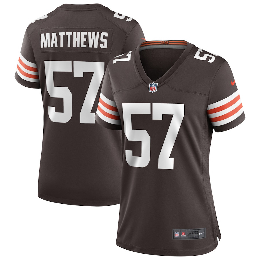 Clay Matthews 57 Cleveland Browns Women Game Retired Jersey - Brown JS1394 nicesnker