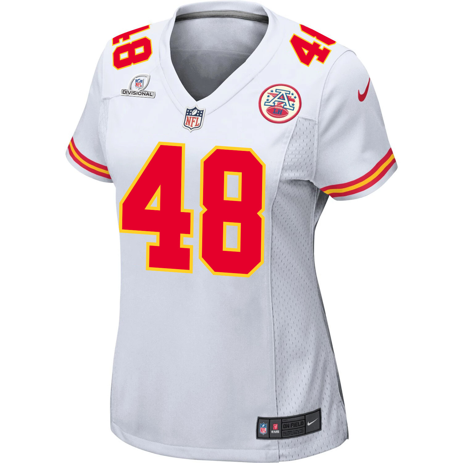Alternative view of Cole Christiansen 48 Kansas City Chiefs Super Bowl LVIII Patch Game Women Jersey - White JS7520 nicesnker