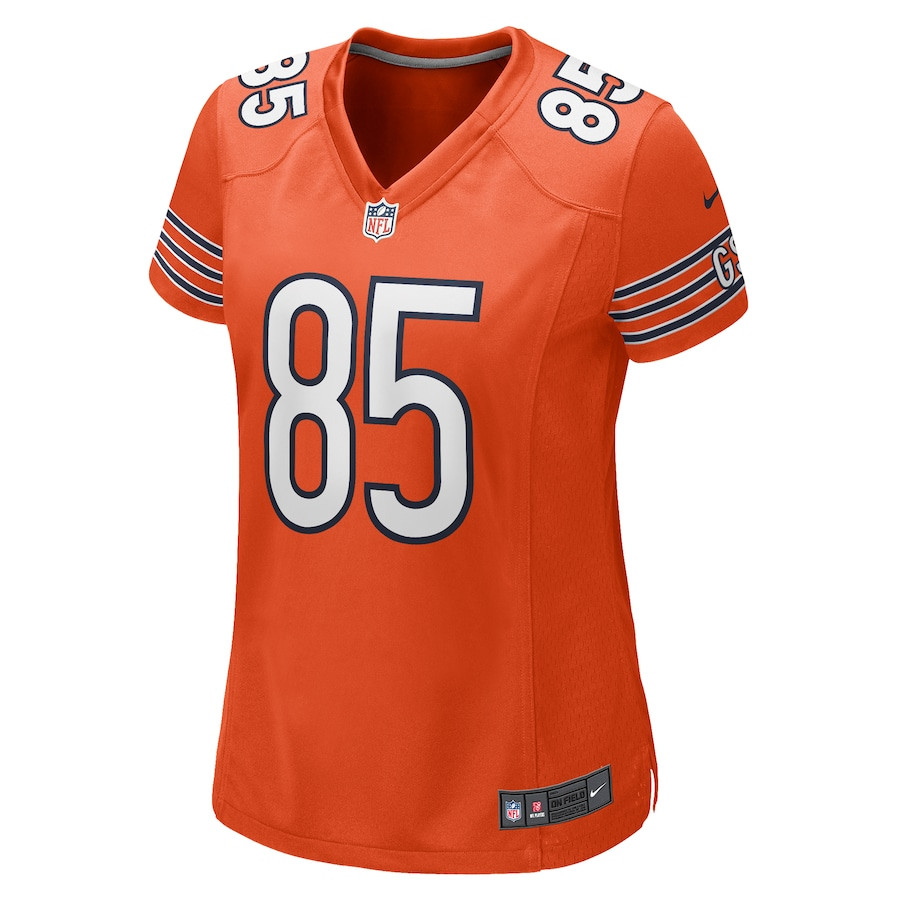 Alternative view of Cole Kmet 85 Chicago Bears Women Alternate Game Jersey - Orange JS6325 nicesnker