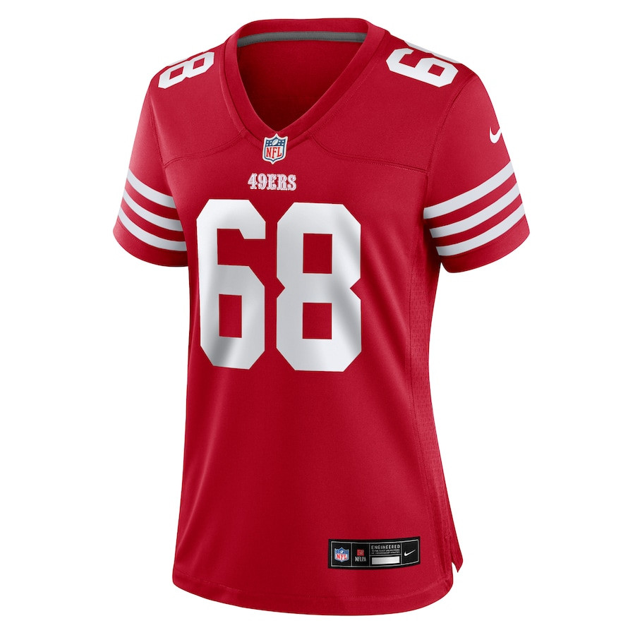 Alternative view of Colton McKivitz 68 San Francisco 49ers Women's Game Jersey - Scarlet JS3212 nicesnker