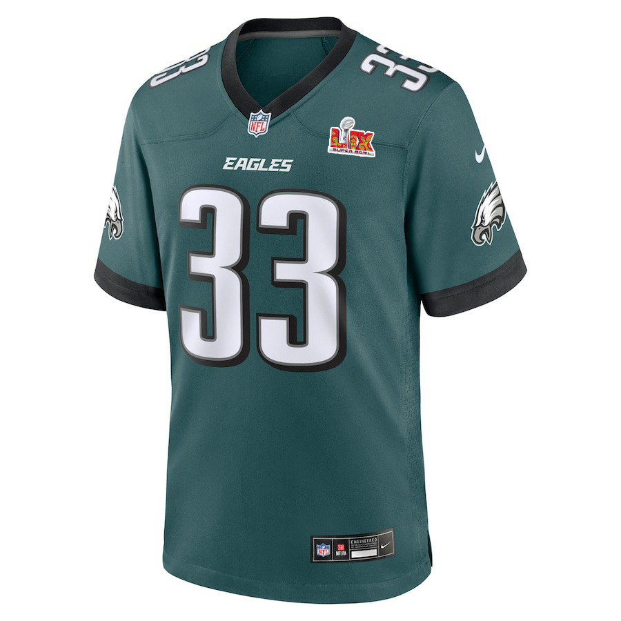 Alternative view of Cooper DeJean #33 Philadelphia Eagles Super Bowl LIX Jersey - Men's - Midnight Green JS1700 nicesnker