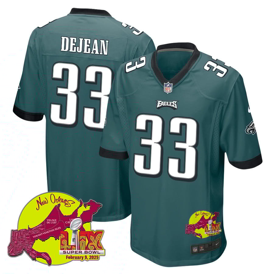 Cooper DeJean 33 Philadelphia Eagles Super Bowl LIX New Orleans Patch Game Men Jersey - Midnight Green JS8273 nicesnker
