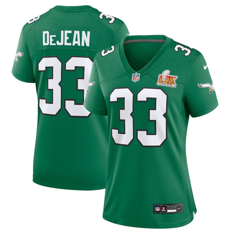 Cooper DeJean 33 Philadelphia Eagles Women's Super Bowl LIX 2nd Alternate Game Jersey - Kelly Green JS9277 nicesnker