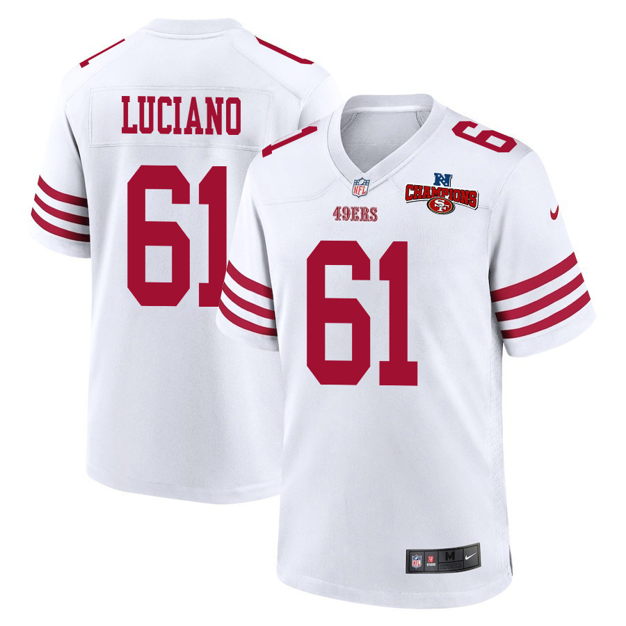 Corey Luciano 61 San Francisco 49ers NFC Champions Patch Game Men Jersey - White JS6179 nicesnker
