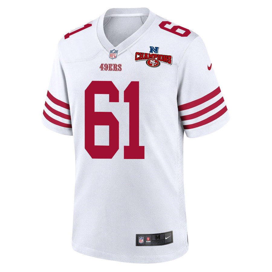 Alternative view of Corey Luciano 61 San Francisco 49ers NFC Champions Patch Game Men Jersey - White JS6179 nicesnker