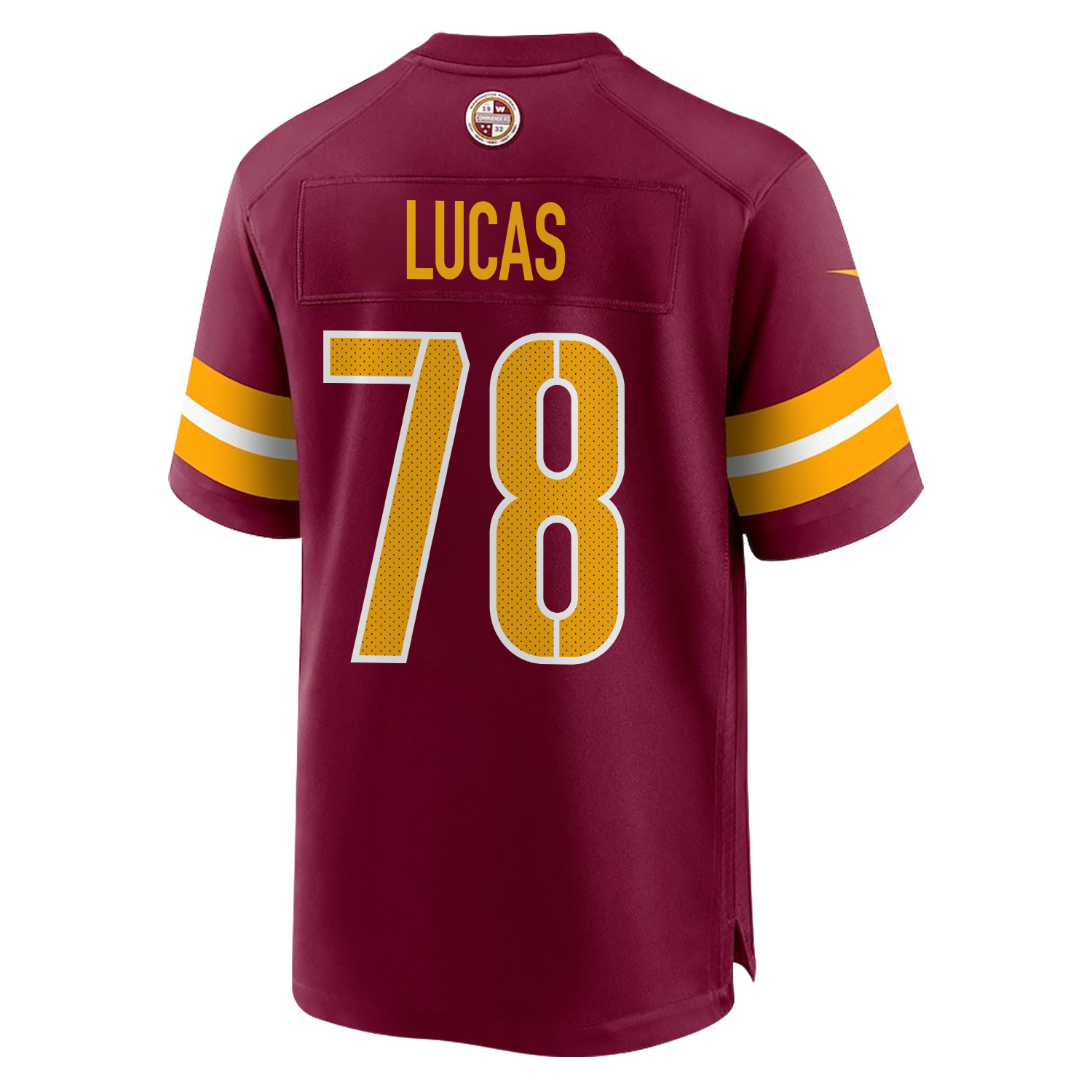 Alternative view of Cornelius Lucas 78 Washington Commanders Super Bowl LIX Champions Patch 'New Orleans - Where Passion Ignites' EMBROIDERED Game Men Jersey - Burgundy JS4632 nicesnker