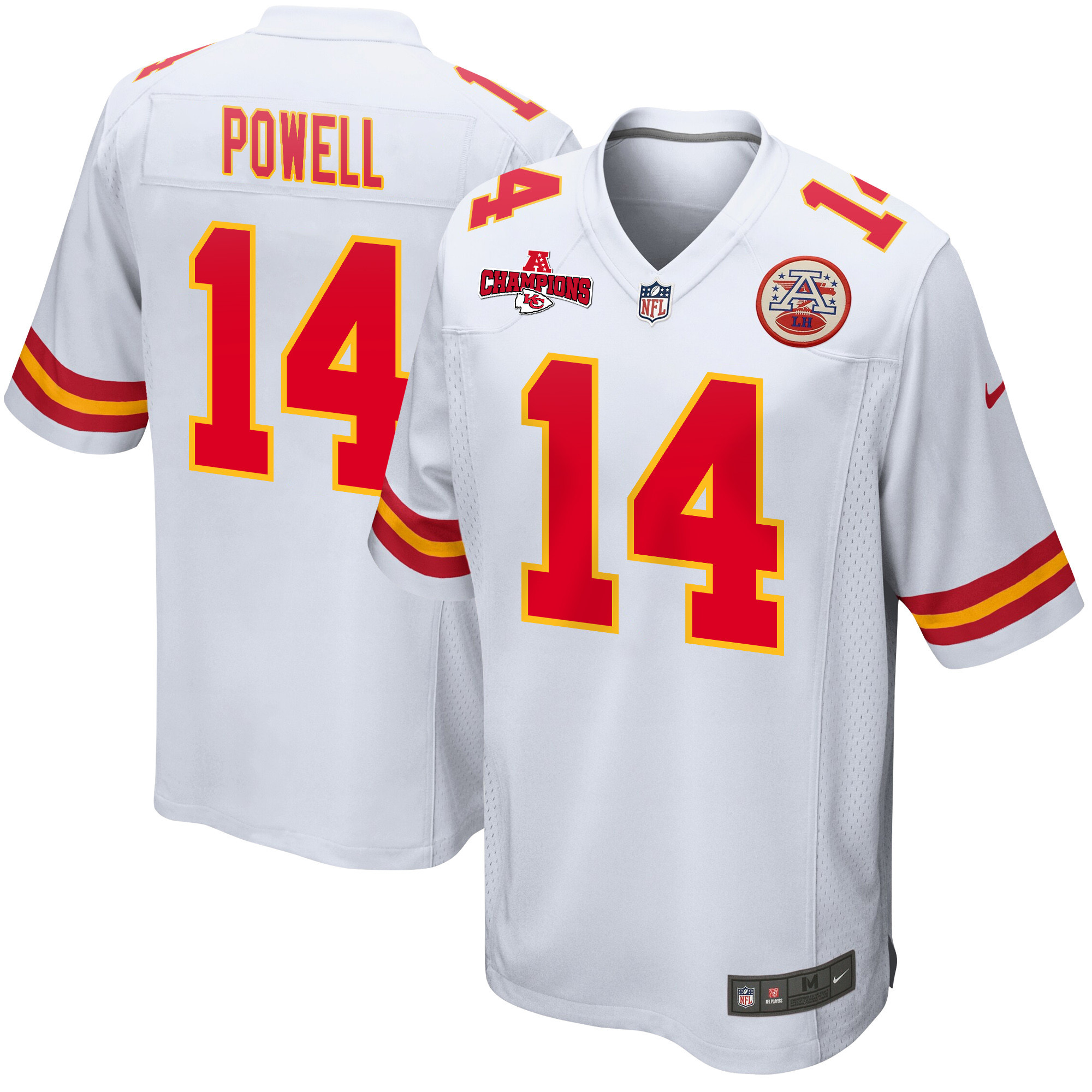 Cornell Powell 14 Kansas City Chiefs AFC Champions Patch Game Men Jersey - White JS1649 nicesnker