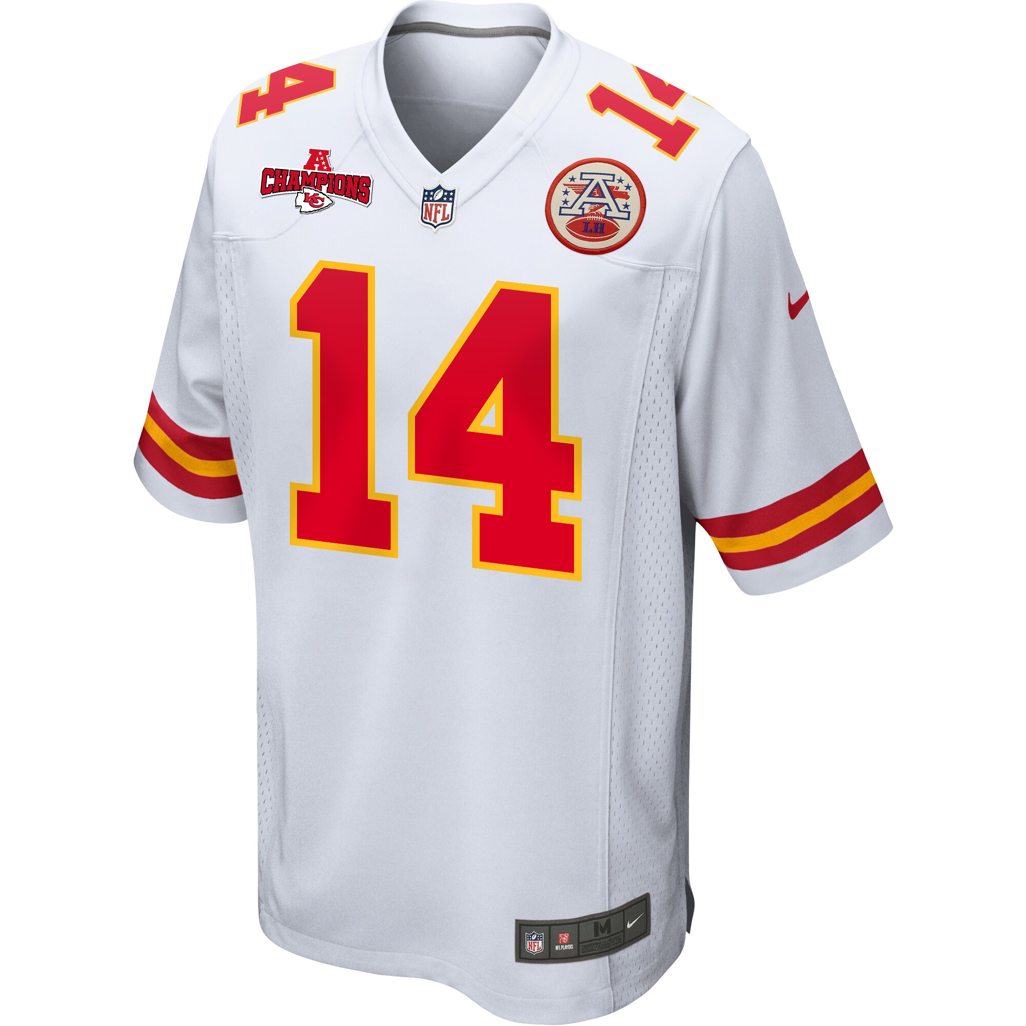 Alternative view of Cornell Powell 14 Kansas City Chiefs AFC Champions Patch Game Men Jersey - White JS1649 nicesnker