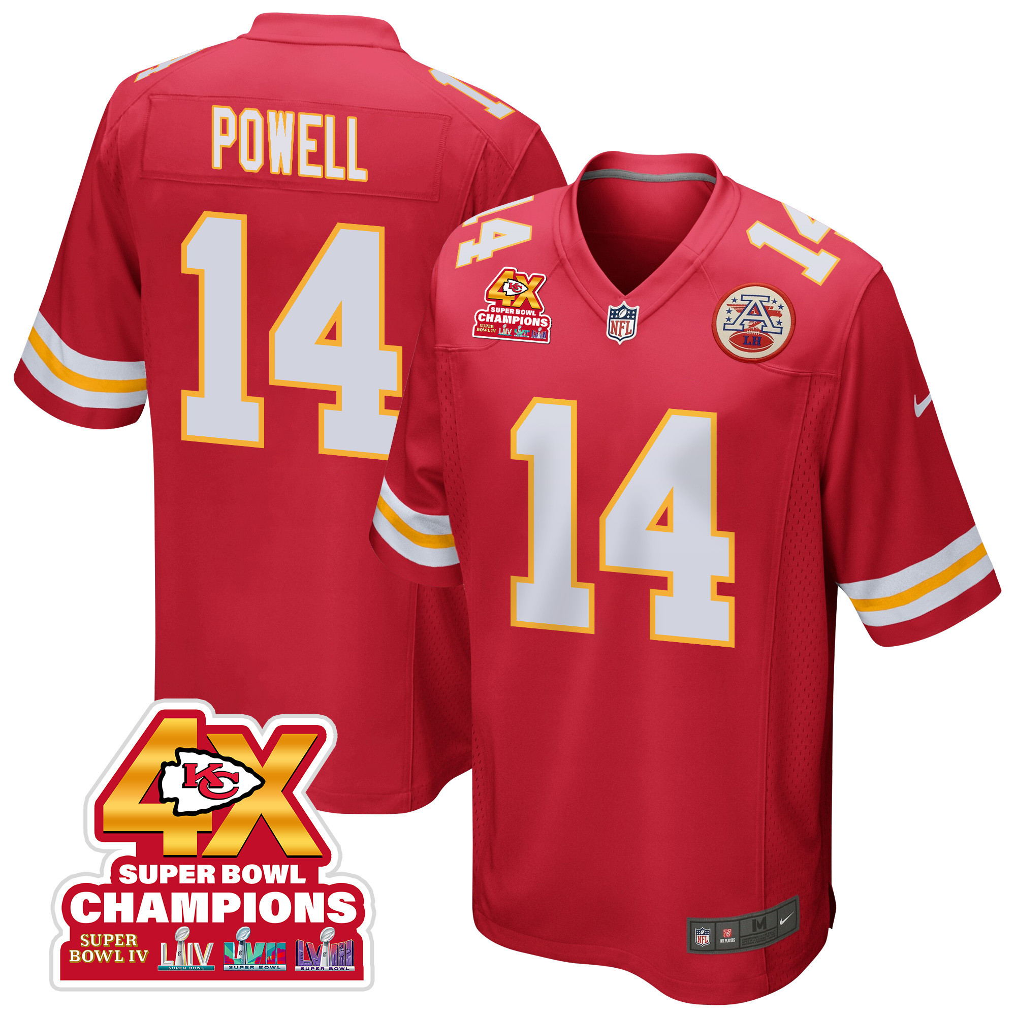 Cornell Powell 14 Kansas City Chiefs Super Bowl LVIII Champions 4X Game Men Jersey - Red JS6238 nicesnker