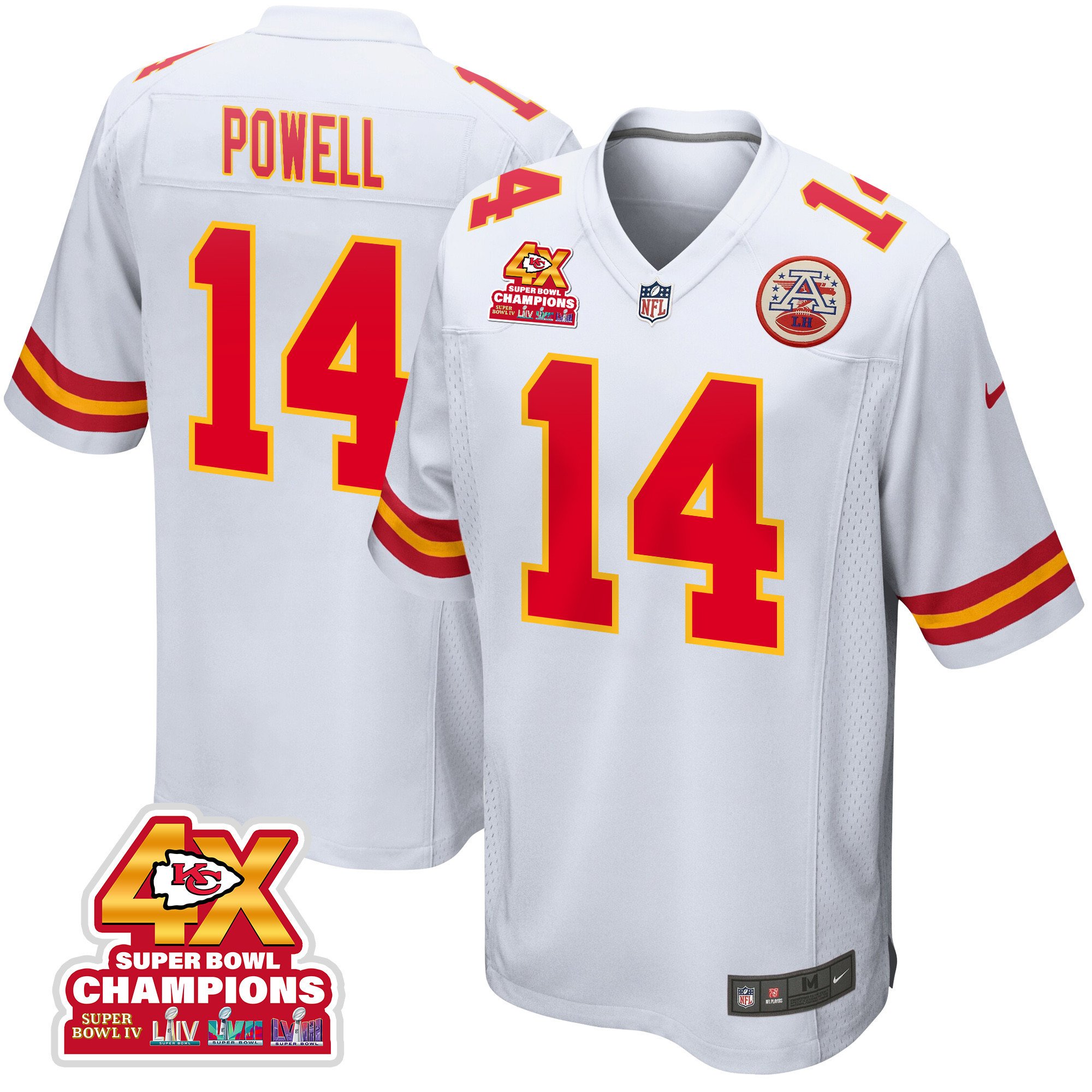 Cornell Powell 14 Kansas City Chiefs Super Bowl LVIII Champions 4X Game Men Jersey - White JS3144 nicesnker