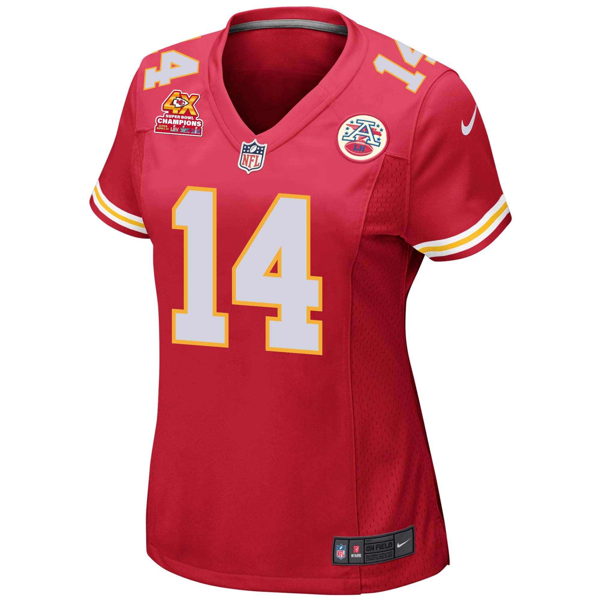 Alternative view of Cornell Powell 14 Kansas City Chiefs Super Bowl LVIII Champions 4X Game Women Jersey - Red JS6410 nicesnker