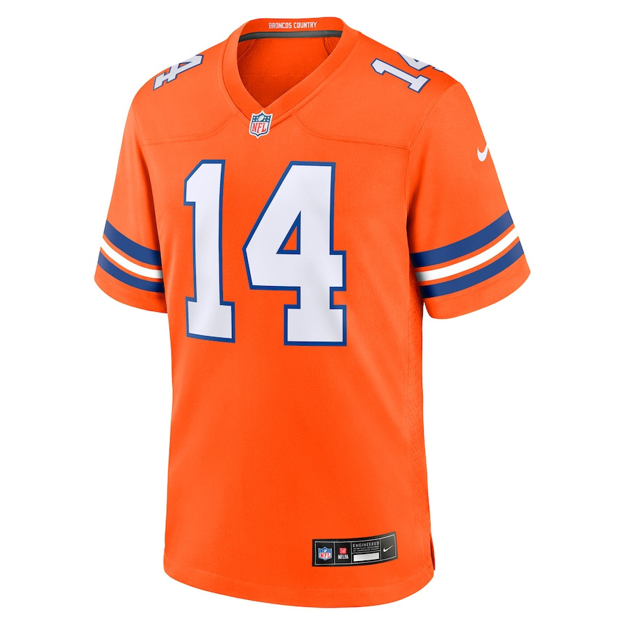 Alternative view of Courtland Sutton 14 Denver Broncos Mile High Collection 1977 Throwback Player Game Men Jersey - Orange JS2712 nicesnker
