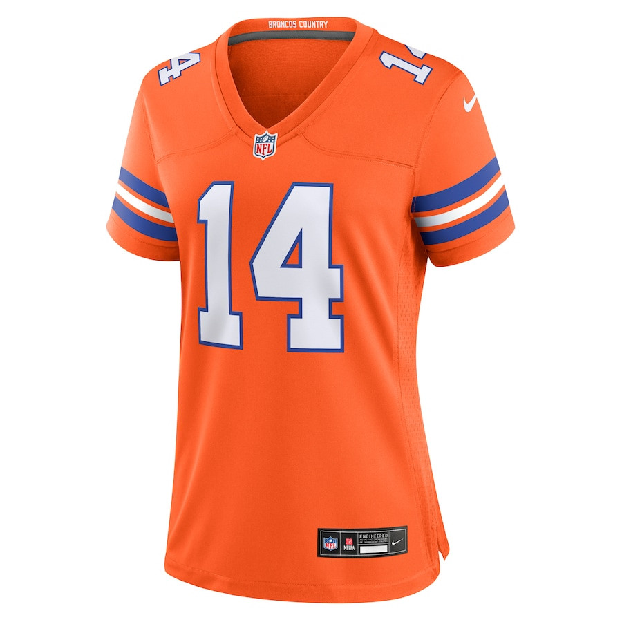 Alternative view of Courtland Sutton 14 Denver Broncos Women's Mile High Collection 1977 Throwback Player Game Jersey - Orange JS1627 nicesnker