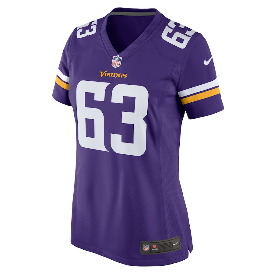 Alternative view of Coy Cronk 63 Minnesota Vikings Team Game Women Jersey - Purple JS5714 nicesnker