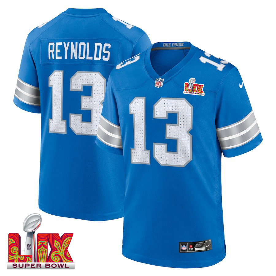 Craig Reynolds #13 Detroit Lions Super Bowl LIX Jersey - Men's - Blue JS4412 nicesnker