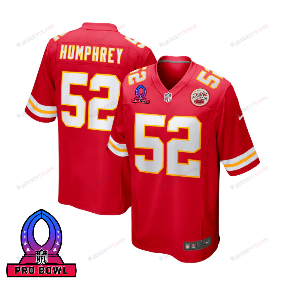 Creed Humphrey 52 Kansas City Chiefs 2025 Pro Bowl Patch Game Men Jersey - Red JS5205 nicesnker