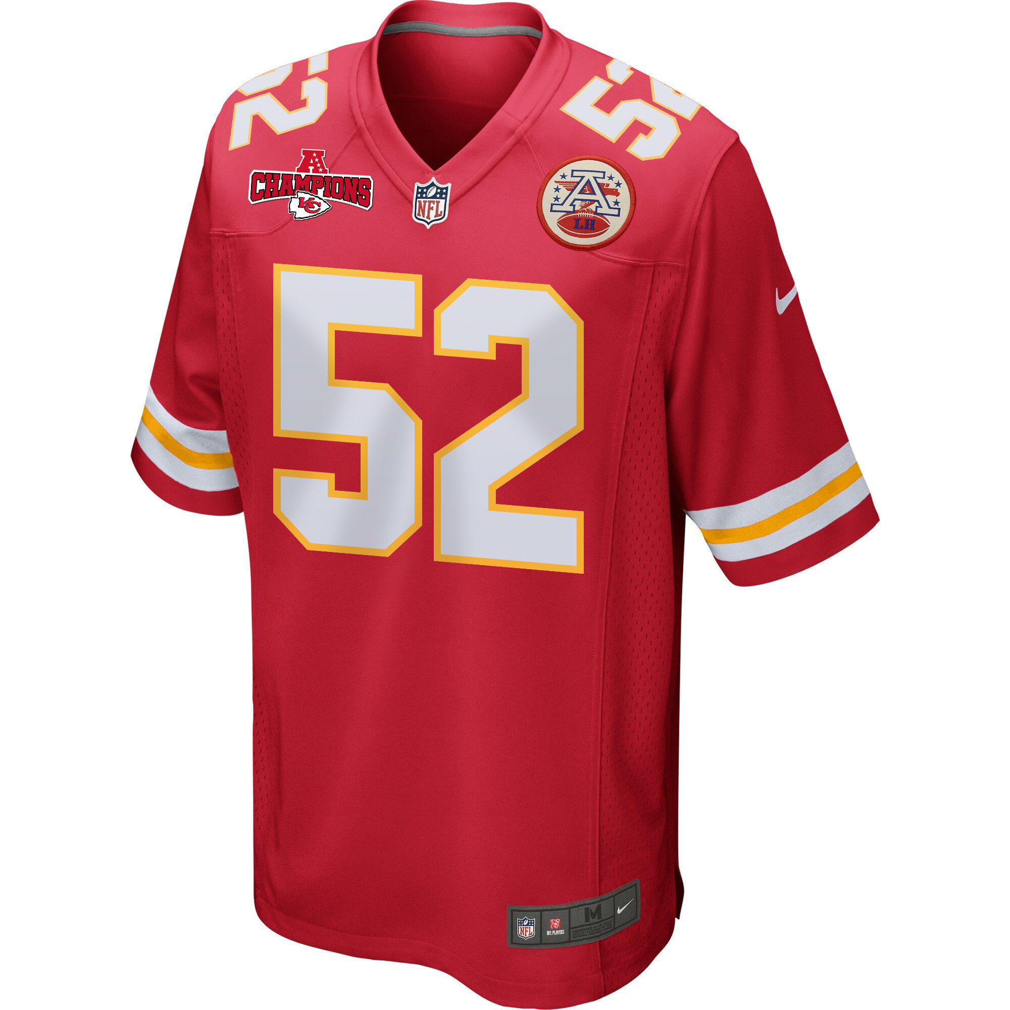 Alternative view of Creed Humphrey 52 Kansas City Chiefs AFC Champions Patch Game Men Jersey - Red JS3463 nicesnker