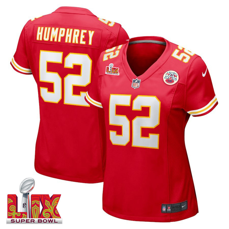 Creed Humphrey #52 Kansas City Chiefs Super Bowl LIX Women's Jersey - Red JS1768 nicesnker