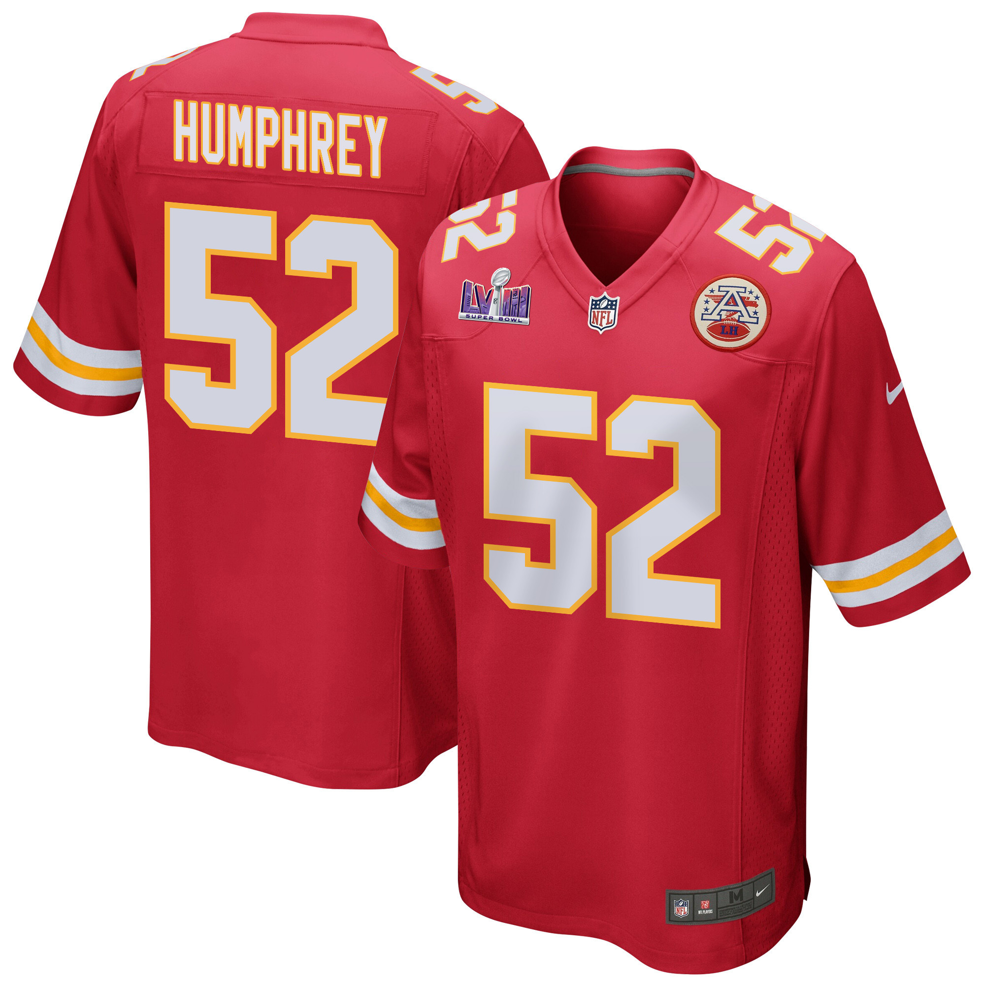 Creed Humphrey 52 Kansas City Chiefs Super Bowl LVIII Patch Game Men Jersey - Red JS4026 nicesnker