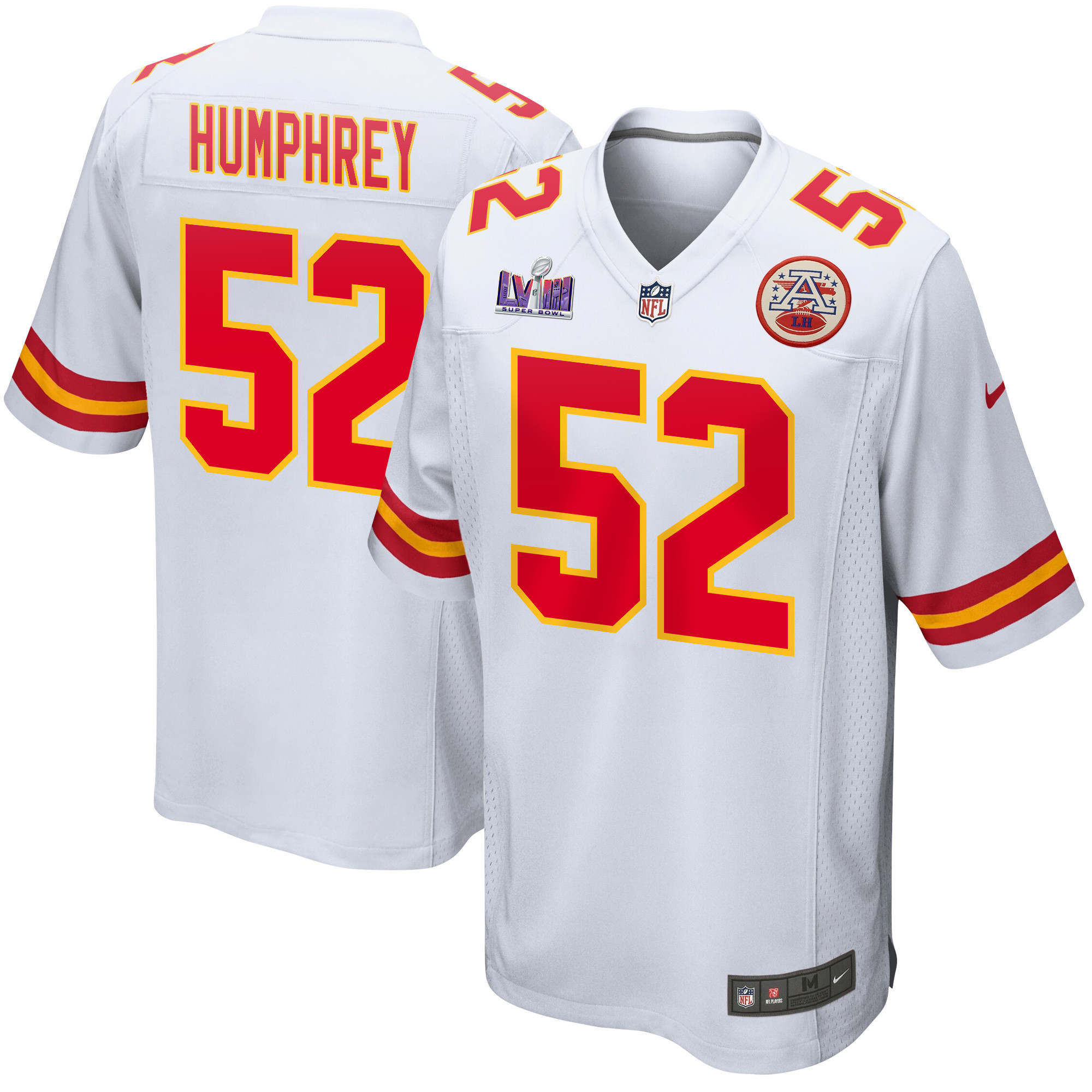 Creed Humphrey 52 Kansas City Chiefs Super Bowl LVIII Patch Game Men Jersey - White JS2226 nicesnker