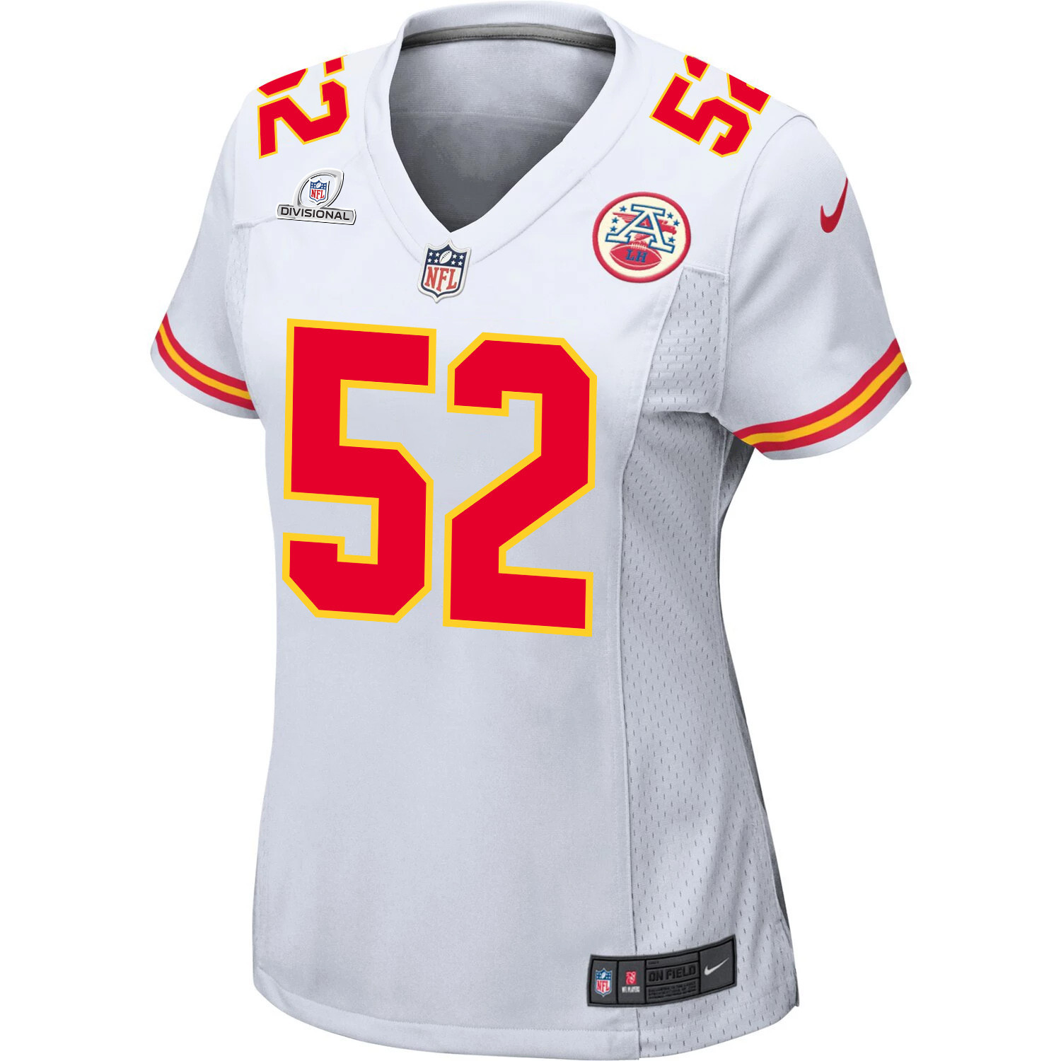 Alternative view of Creed Humphrey 52 Kansas City Chiefs Super Bowl LVIII Patch Game Women Jersey - White JS7371 nicesnker