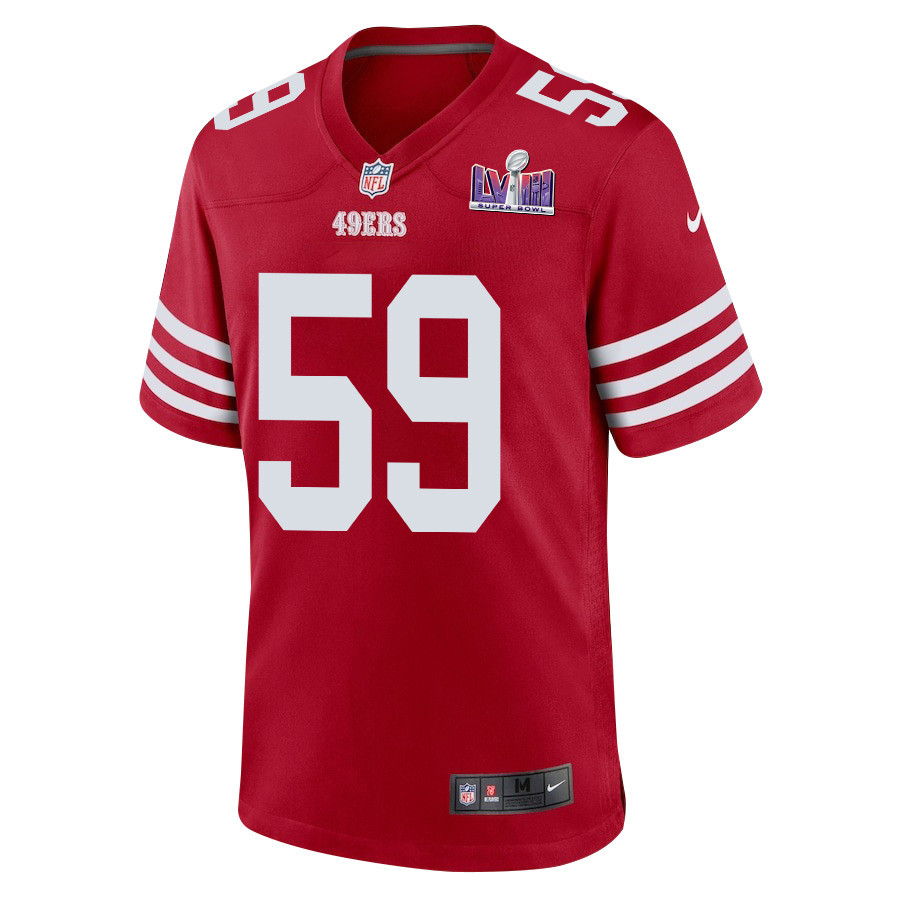 Alternative view of Curtis Robinson 59 San Francisco 49ers Super Bowl LVIII Patch Game Men Jersey - Scarlet JS7498 nicesnker