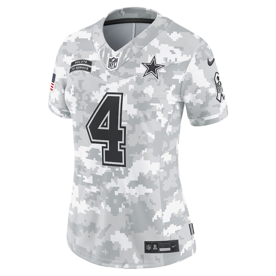 Alternative view of Dak Prescott 4 Dallas Cowboys Women's 2024 Salute to Service Limited Jersey - Arctic Camo JS2546 nicesnker