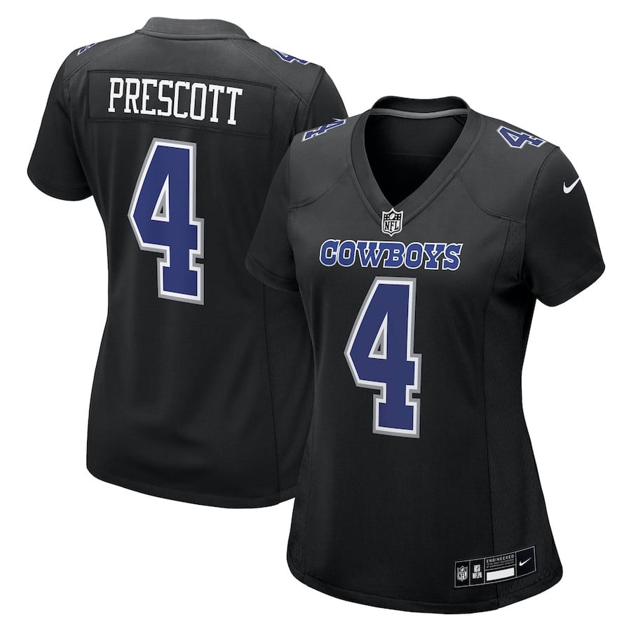 Dak Prescott 4 Dallas Cowboys Women's Fashion Game Jersey - Carbon Black JS4745 nicesnker