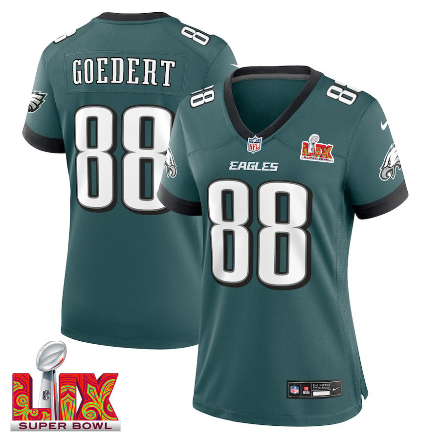Dallas Goedert #88 Philadelphia Eagles Super Bowl LIX Women's Jersey - Midnight Green JS6886 nicesnker