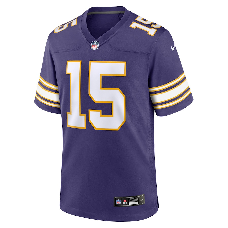 Alternative view of Dallas Turner 15 Minnesota Vikings Alternate Game Men Jersey - Purple JS6586 nicesnker