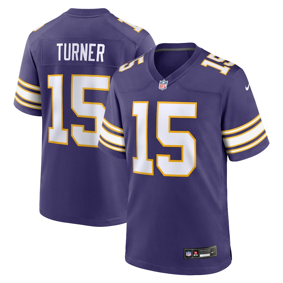 Dallas Turner 15 Minnesota Vikings Alternate Game Men Jersey - Purple JS6586 nicesnker