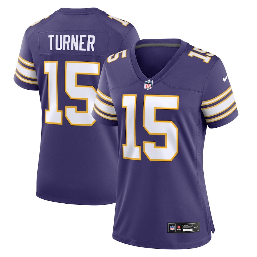 Dallas Turner 15 Minnesota Vikings Women's Alternate Game Jersey - Purple JS5789 nicesnker
