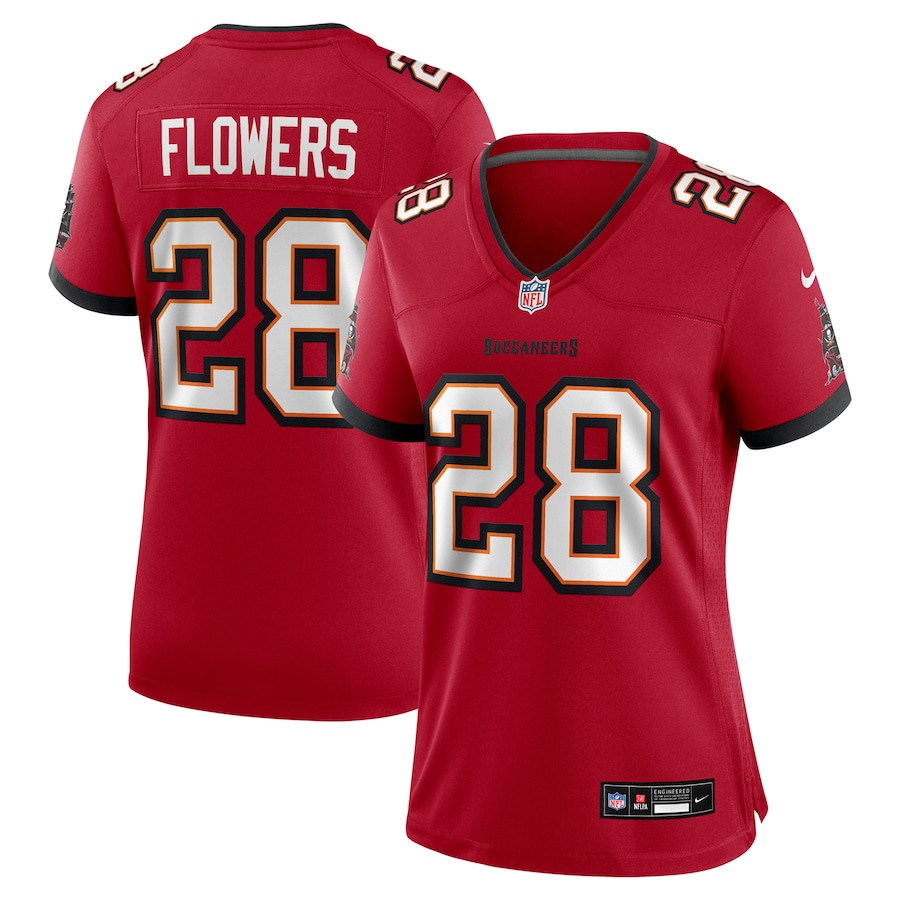 Dallis Flowers 28 Tampa Bay Buccaneers Women's Game Jersey - Red JS9371 nicesnker