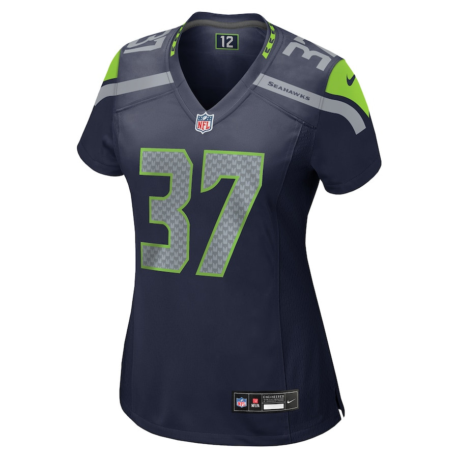 Alternative view of Damarion Williams 37 Seattle Seahawks Women's Game Jersey - Navy JS2224 nicesnker