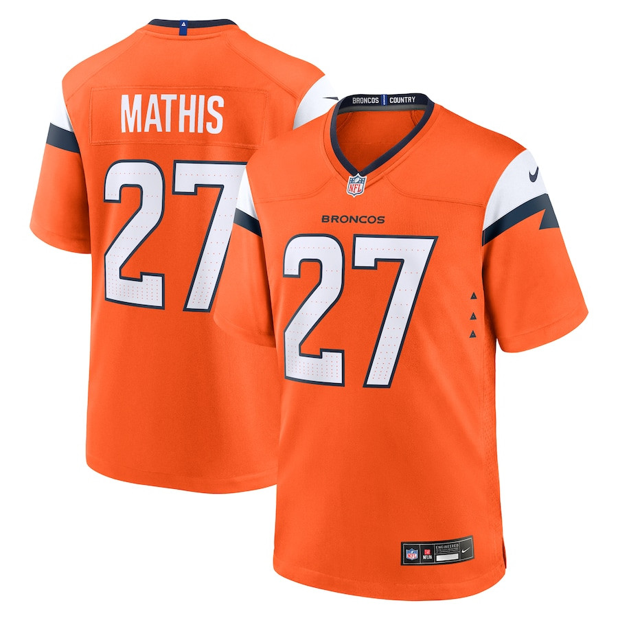 Damarri Mathis 27 Denver Broncos Team Game Men Jersey - Orange JS4146 nicesnker