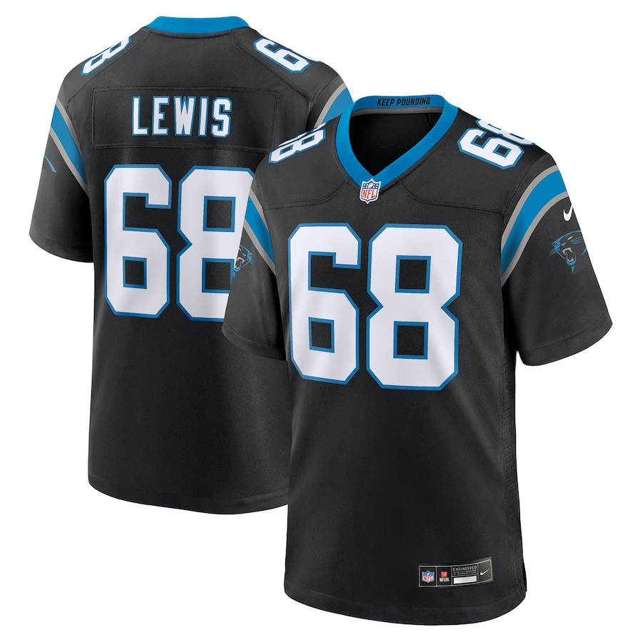 Damien Lewis 68 Carolina Panthers Game Men Jersey - Black JS8780 nicesnker