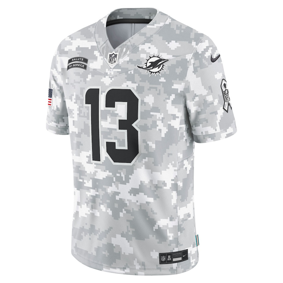 Alternative view of Dan Marino 13 Miami Dolphins 2024 Salute to Service Retired Player Limited Men Jersey - Arctic Camo JS9730 nicesnker
