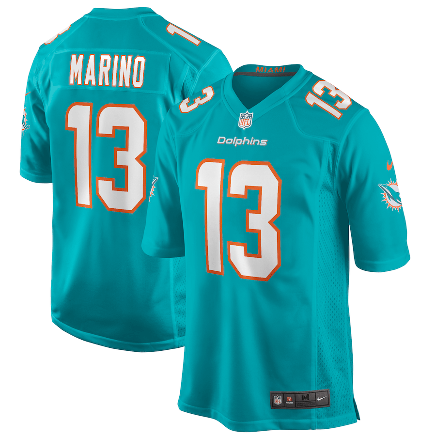 Dan Marino 13 Miami Dolphins Men Game Retired Jersey - Aqua JS5810 nicesnker