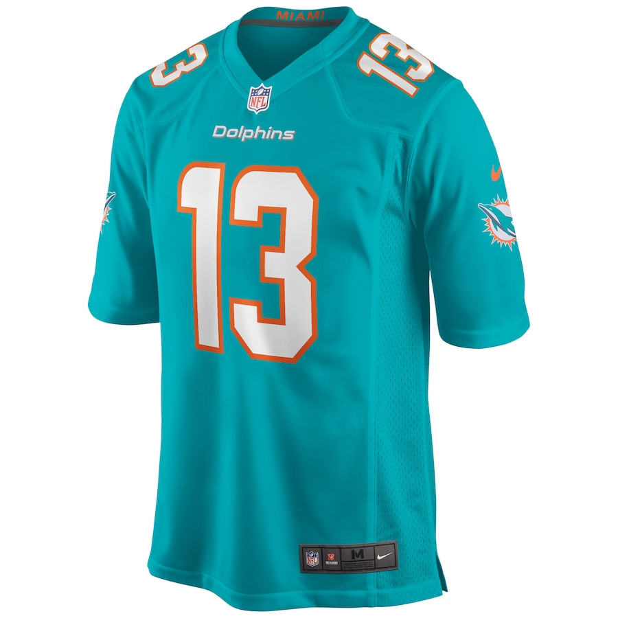 Alternative view of Dan Marino 13 Miami Dolphins Men Game Retired Jersey - Aqua JS5810 nicesnker
