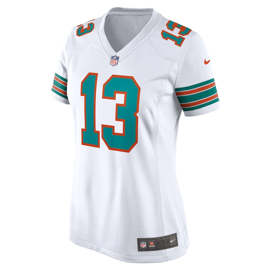 Alternative view of Dan Marino 13 Miami Dolphins Women Retired Jersey - White JS2172 nicesnker