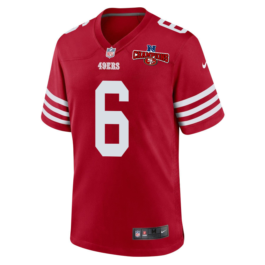 Alternative view of Danny Gray 6 San Francisco 49ers NFC Champions Patch Game Men Jersey - Scarlet JS2584 nicesnker