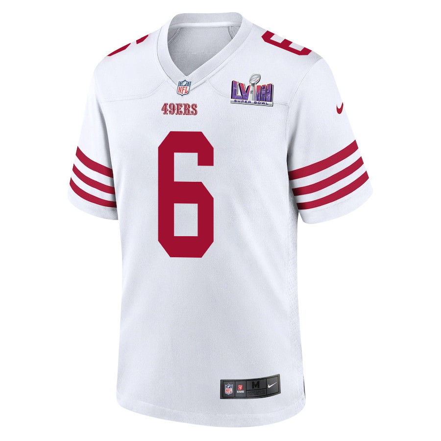 Alternative view of Danny Gray 6 San Francisco 49ers Super Bowl LVIII Patch Game Men Jersey - White JS4856 nicesnker