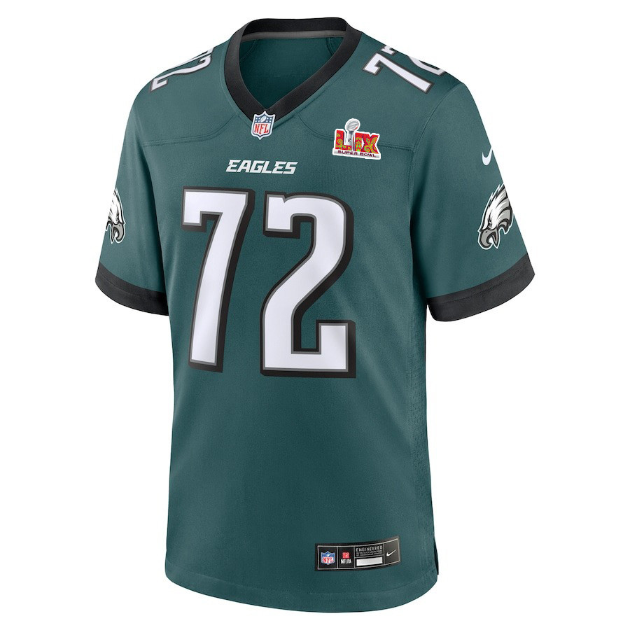 Alternative view of Darian Kinnard #72 Philadelphia Eagles Super Bowl LIX YOUTH Jersey - Midnight Green JS7435 nicesnker
