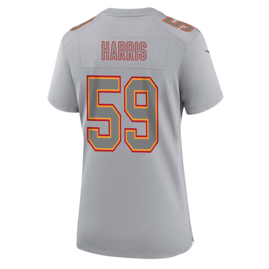 Alternative view of Darius Harris 59 Kansas City Chiefs Super Bowl LVIII Champions 4X Atmosphere Fashion Game Women Jersey - Gray JS3568 nicesnker