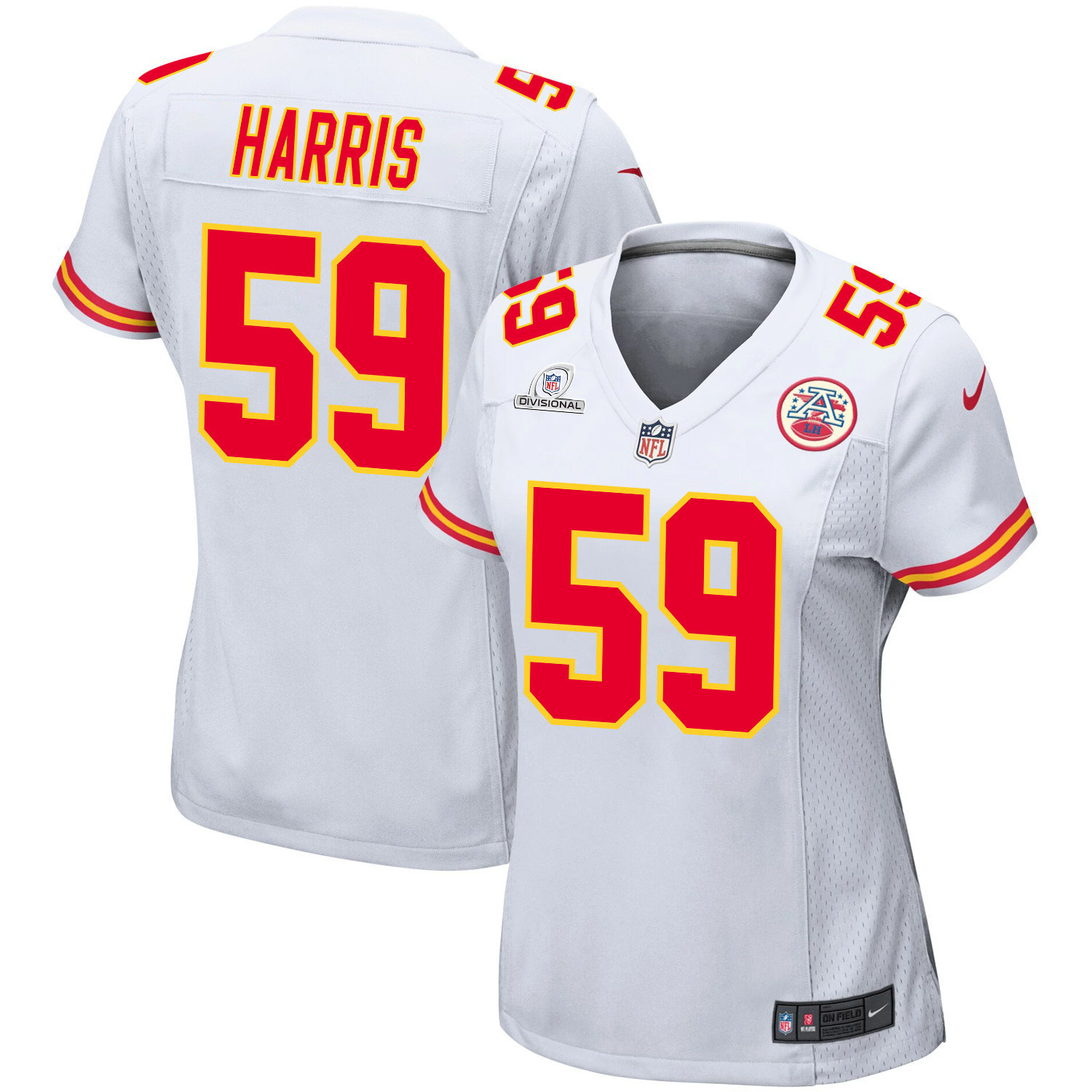 Darius Harris 59 Kansas City Chiefs Super Bowl LVIII Patch Game Women Jersey - White JS3030 nicesnker
