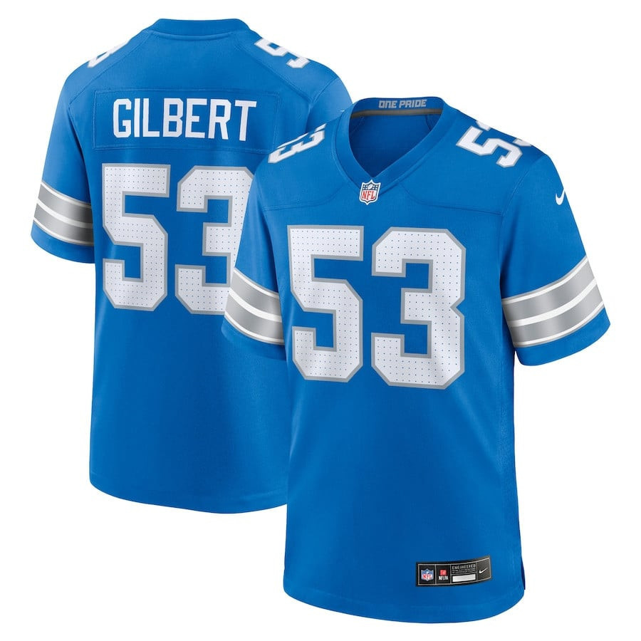 DaRon Gilbert 53 Detroit Lions Game Men Jersey - Blue JS7769 nicesnker