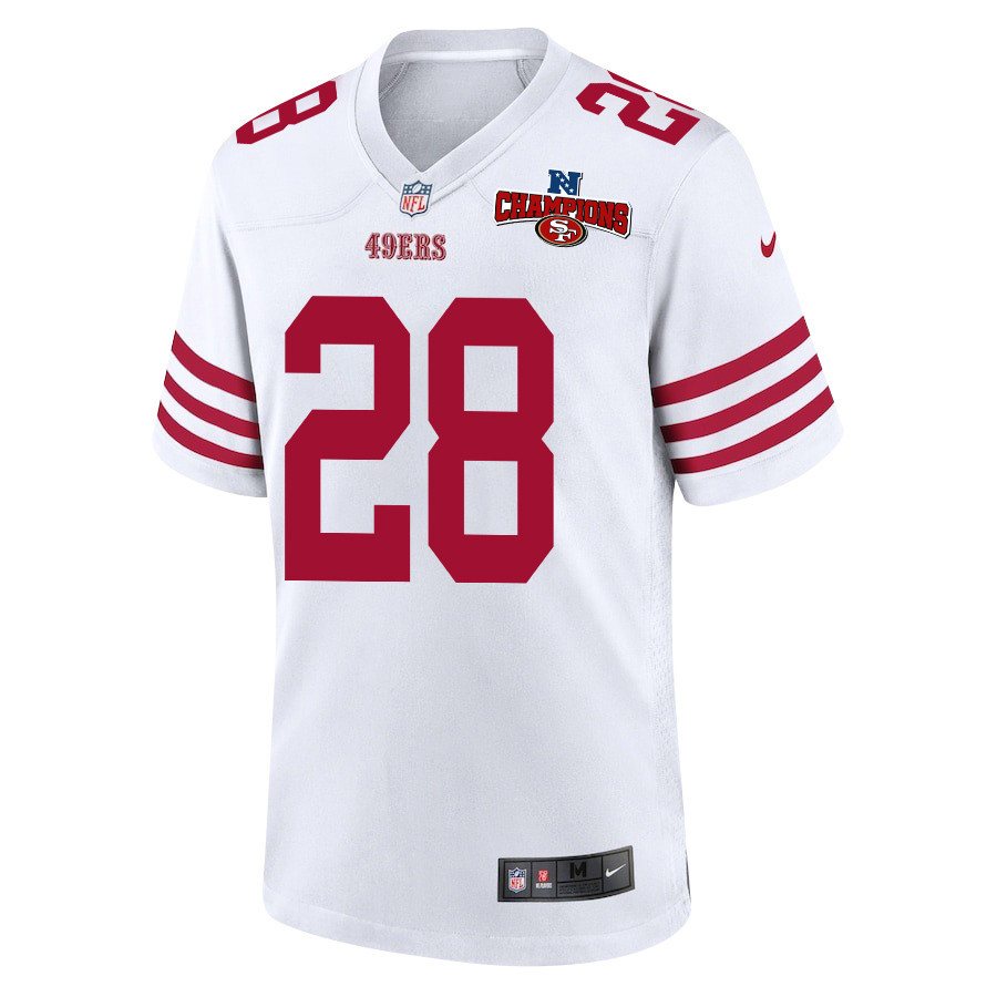 Alternative view of Darrell Luter Jr. 28 San Francisco 49ers NFC Champions Patch Game Men Jersey - White JS3414 nicesnker