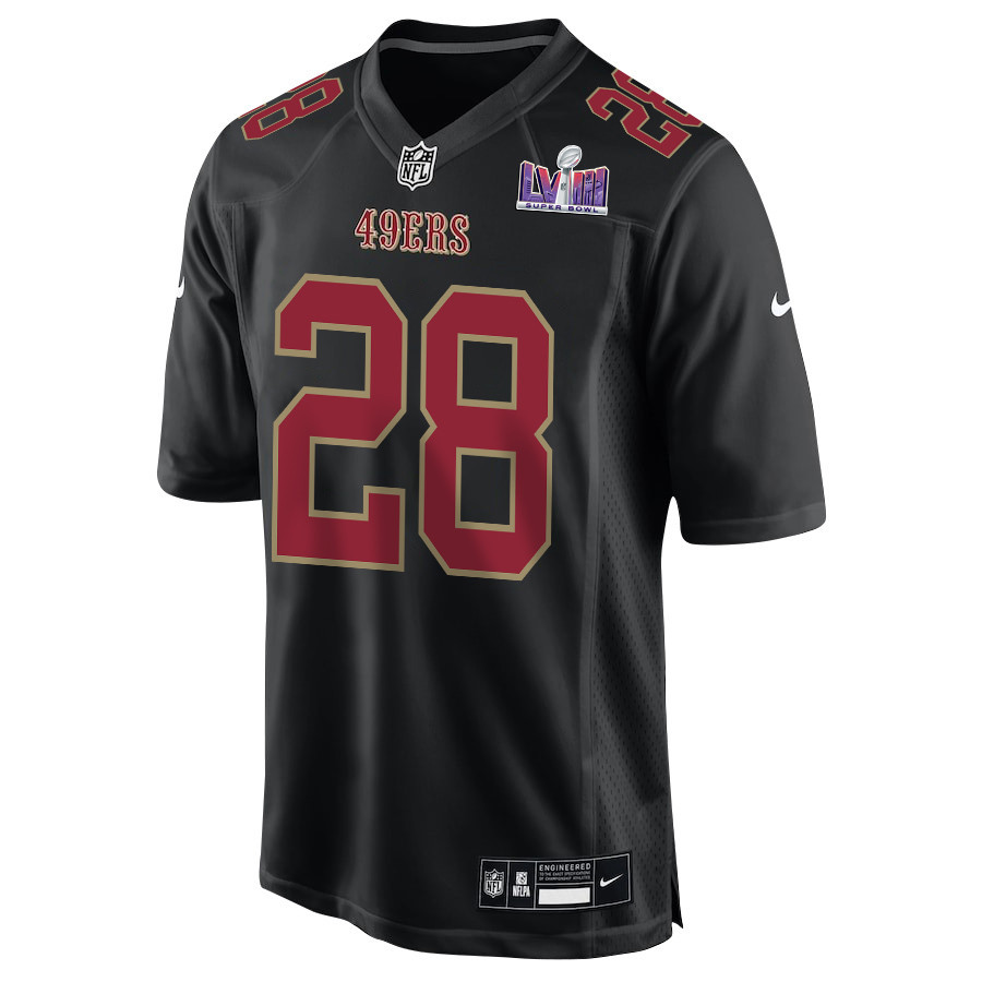 Alternative view of Darrell Luter Jr. 28 San Francisco 49ers Super Bowl LVIII Patch Fashion Game Men Jersey - Carbon Black JS5193 nicesnker